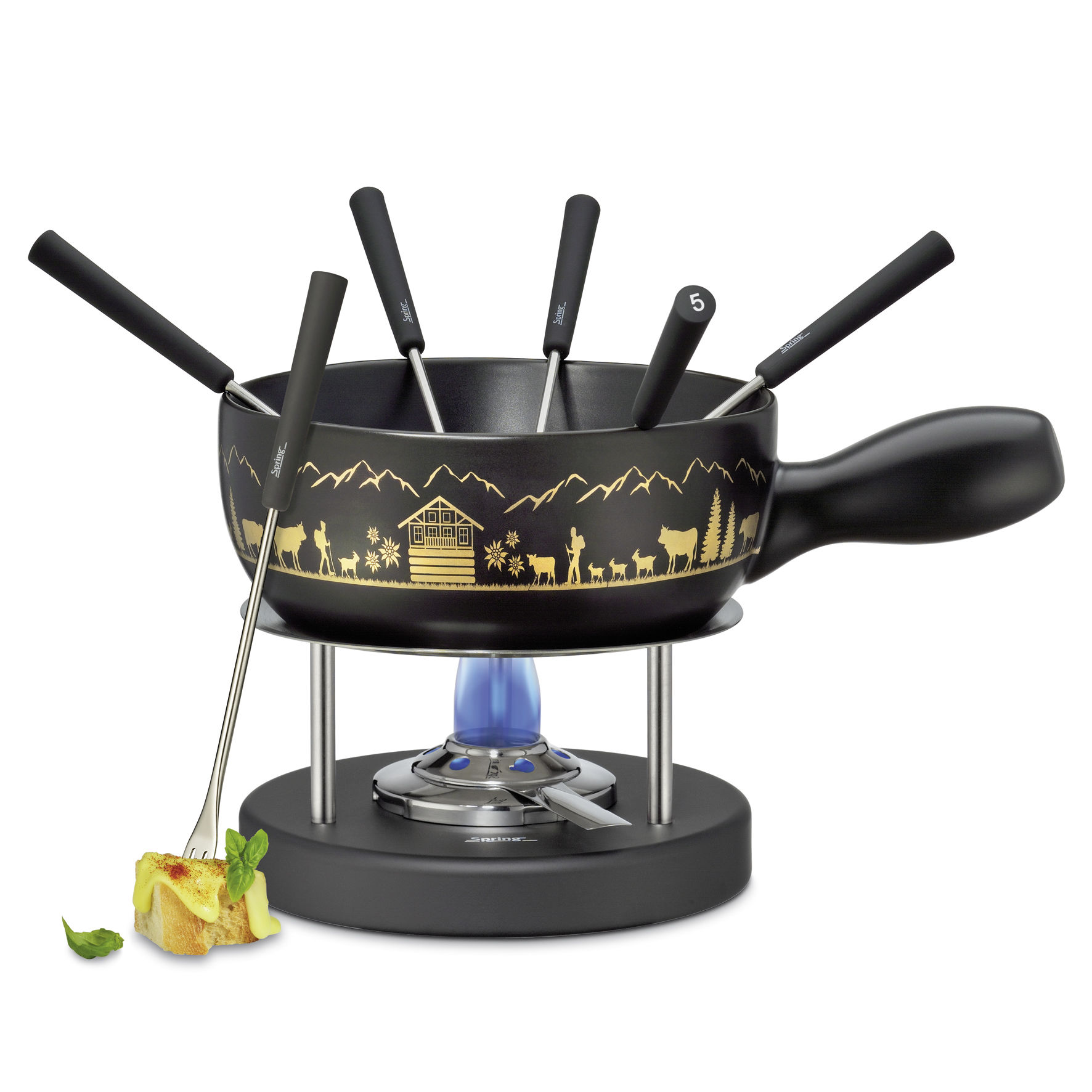 Sada na fondue MONTANA, černozlatá - SPRING SOLINGEN